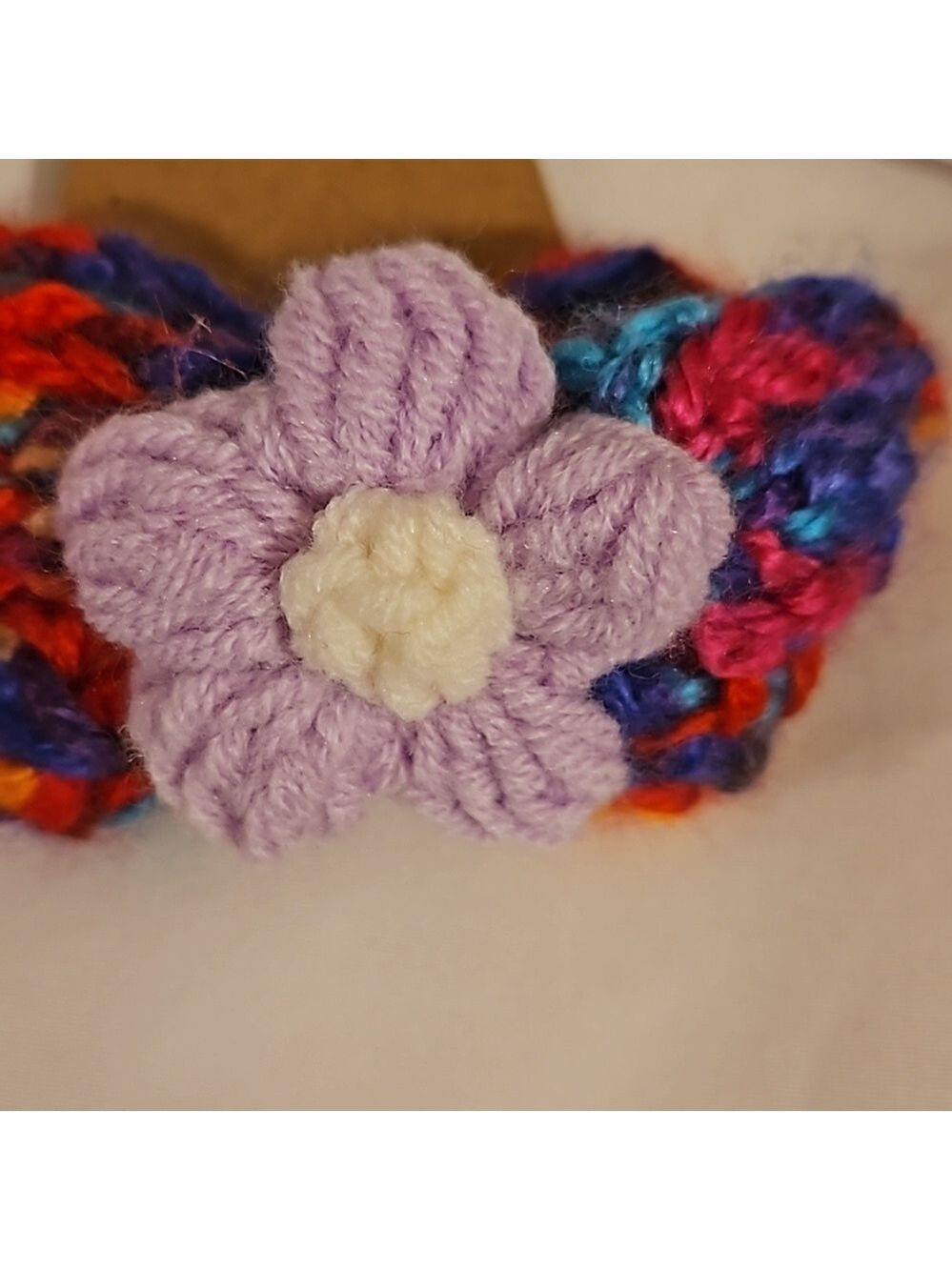 Hand Knit Crochet Flower Barrette Clip Purple - Picture 13 of 17